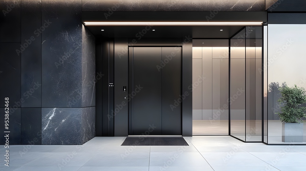 Sleek Automated Sensor-Enabled Entrance Door with Minimalistic Design Sleek Automated Sensor-Enabled Entrance Door with Minimalistic Design