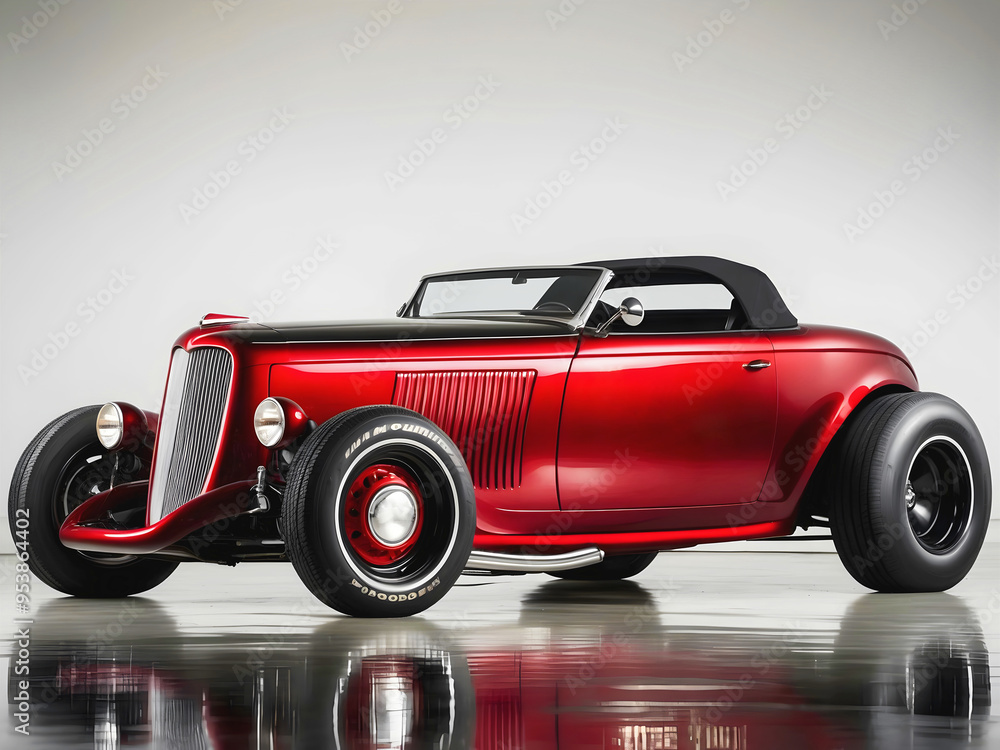 Beautiful unique vintage hot rod car , automotive background, tuning template, auto transport