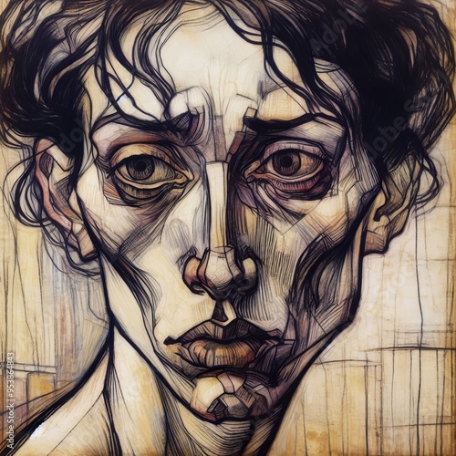 52 Schiele's Expressionism Angular lines exaggerated features ca photo