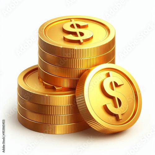 Free  Money vector money photo Gold coins and banknotes 3d cartoon style icon black Friday