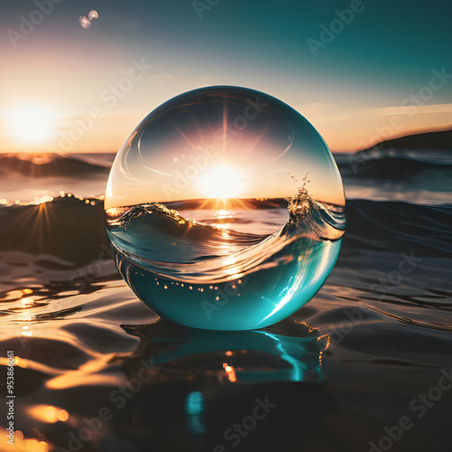 3d render of a sphere on the beach
