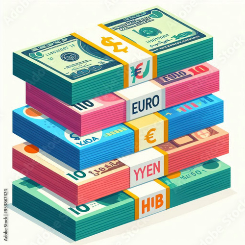 Free  Money vector money photo Gold coins and banknotes 3d cartoon style icon black Friday