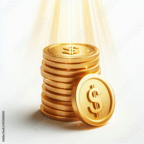 Free  Money vector money photo Gold coins and banknotes 3d cartoon style icon black Friday