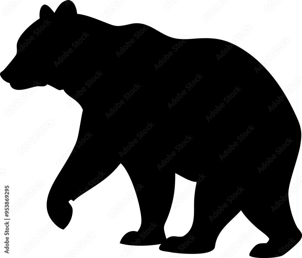 Fototapeta premium Walking Grizzly Bear Silhouette Vector Illustration