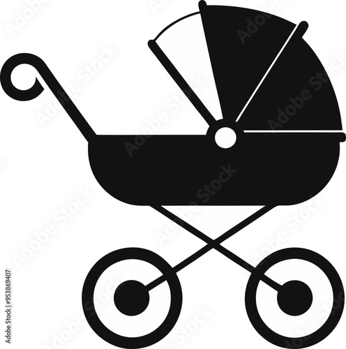 baby stroller on a white background silhouette