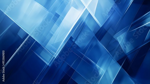 An intricate display of sharp, angular shapes reflecting cool blue tones