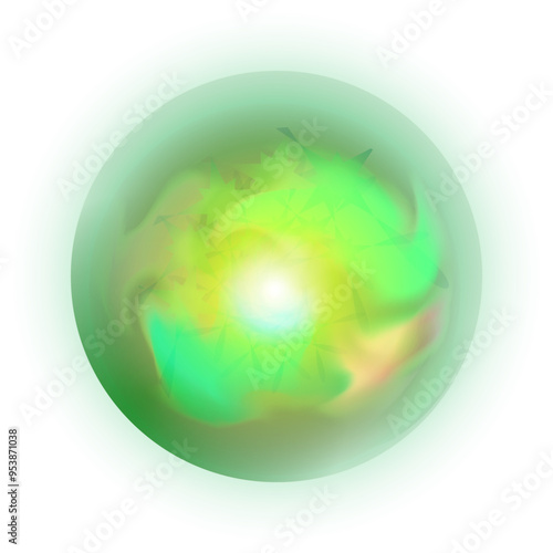 Green plasma orb. Glowing magic light ball