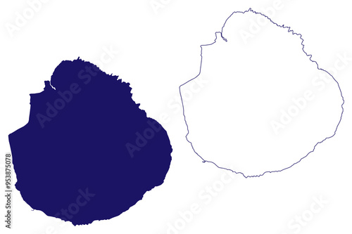 Marie-Galante island (Guadeloupe Overseas department and region of France, Cenrtal America, Caribbean islands) map vector illustration, scribble sketch Marie Galante map