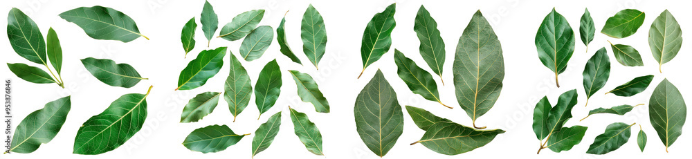 Fototapeta premium Set of bay leaf. Isolated on transparent background.