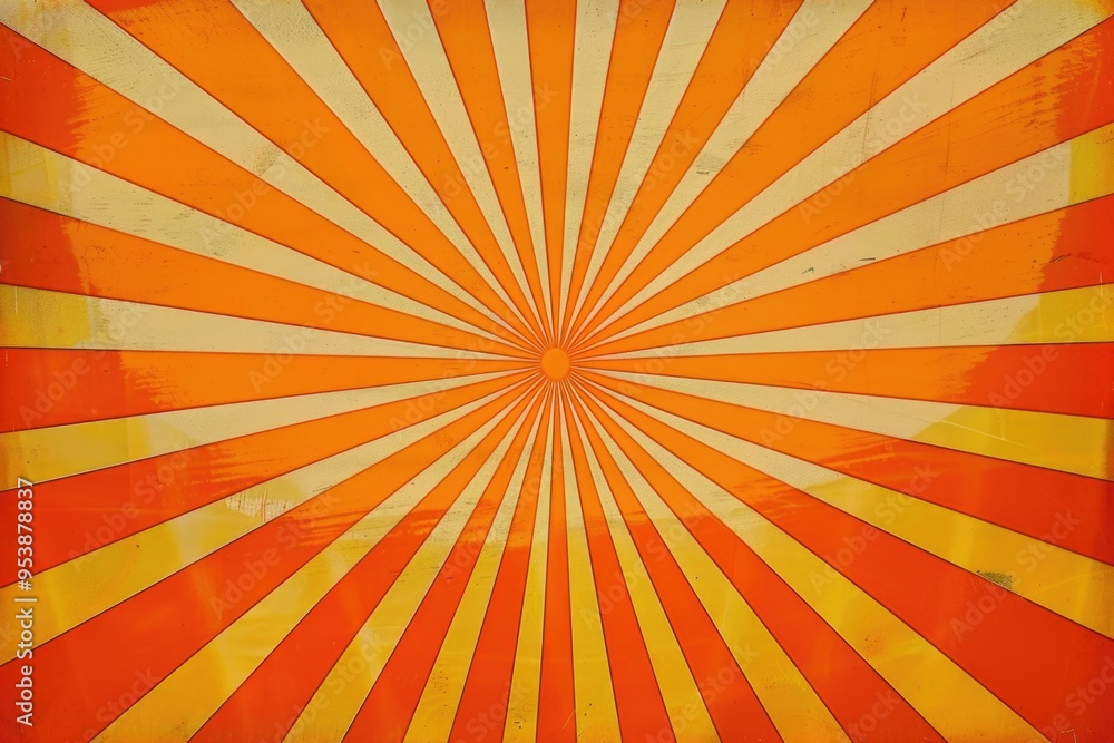 Fototapeta premium Vivid yellow and orange sunburst with radiating rays. Artistic image.