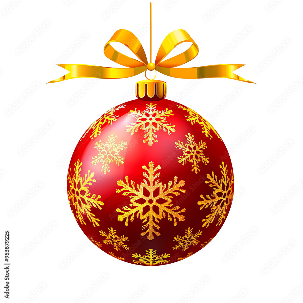 red Christmas ball with ribbon and a bow, isolated on background. Generative AI red Christmas ball with ribbon and a bow, isolated on background. Generative AI