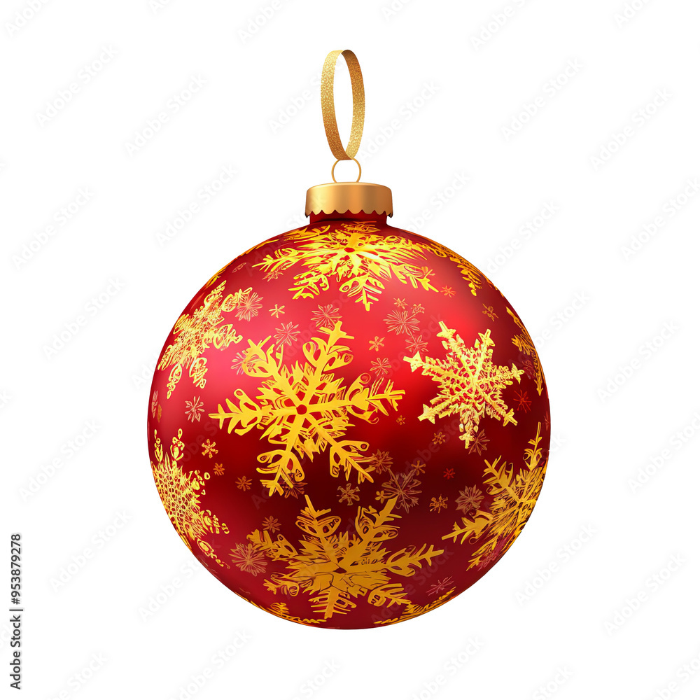 red Christmas ball with ribbon and a bow, isolated on background. Generative AI red Christmas ball with ribbon and a bow, isolated on background. Generative AI