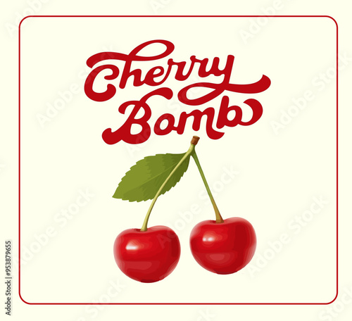 cherry bomb design illustration slogan vector. 