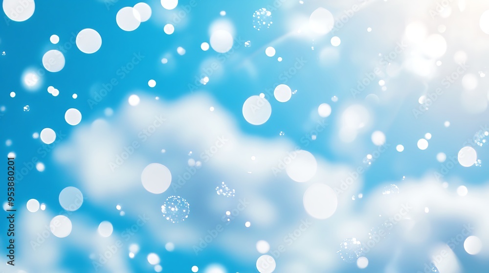 Abstract Blue Background with White Bokeh Circles Abstract Blue Background with White Bokeh Circles