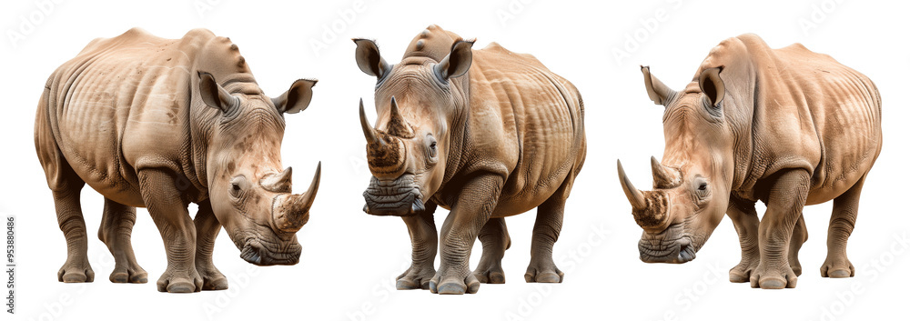 Set of big African Rhino. Isolated on transparent background. Set of big African Rhino. Isolated on transparent background.