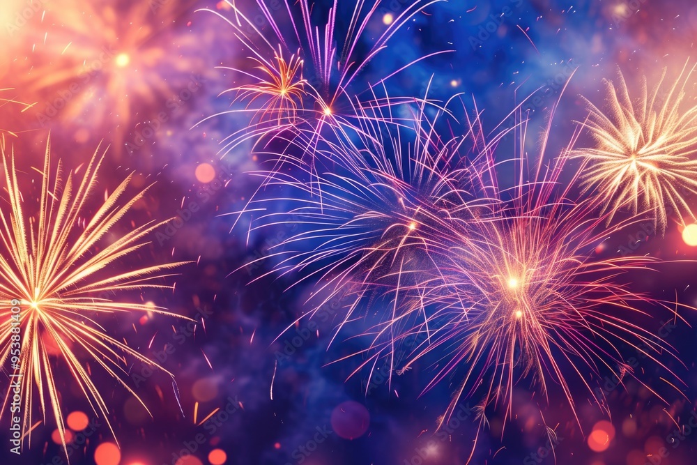 Fototapeta premium Spectacular fireworks display filling the sky with color and light.