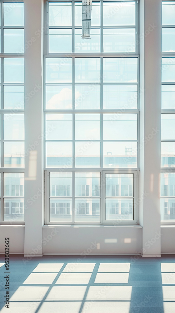 Fototapeta premium Large window views from a bright office space