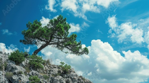 Lone Pine Against a Dramatic Sky