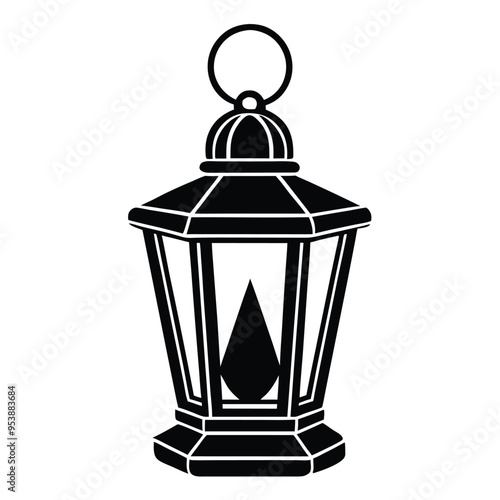 Lantern Silhouette Line Art Vector Illustration – Elegant Outline Design for Your Projects.