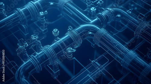 Sophisticated blueprint illustrating the intricate plumbing layout of a building