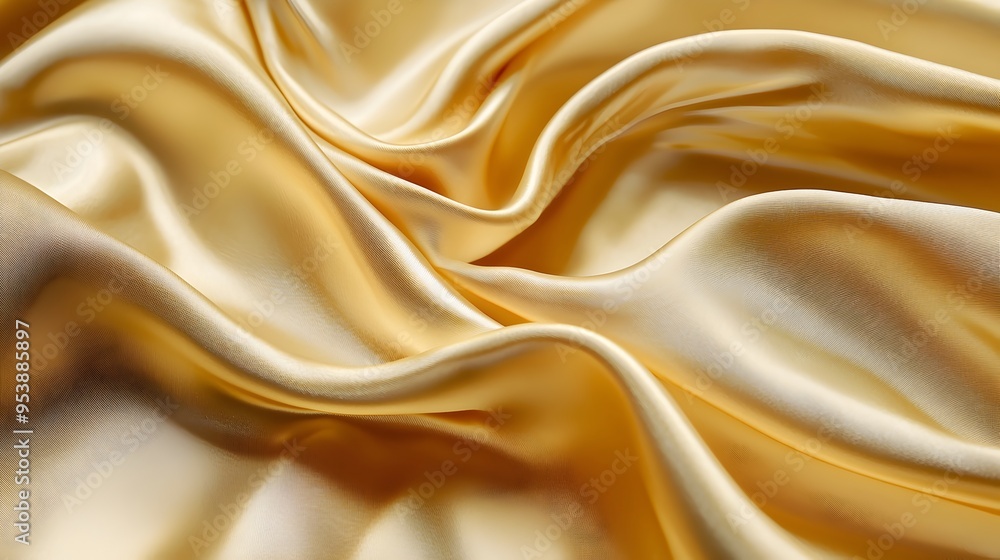 Fototapeta premium Shimmering Silk Fabric with Delicate Folds and Soft Shadows