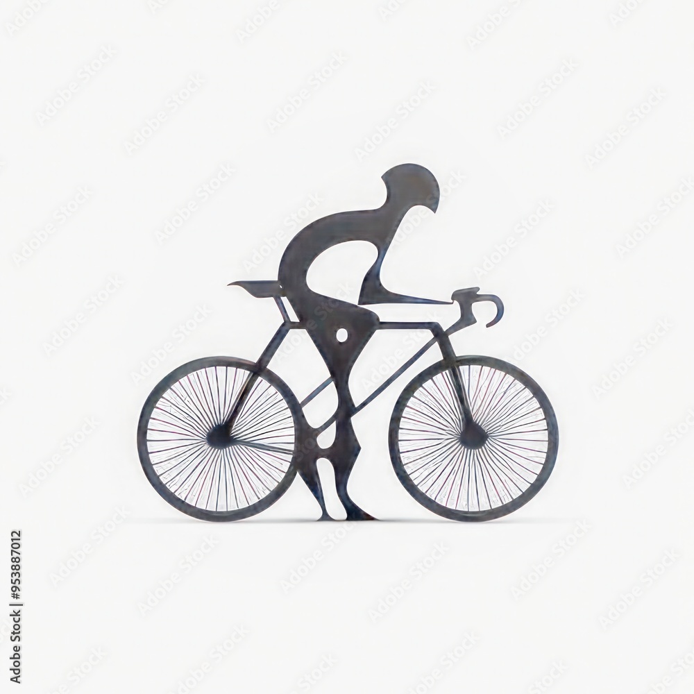 Fototapeta premium Minimalist Cyclist Silhouette on Racing Bike