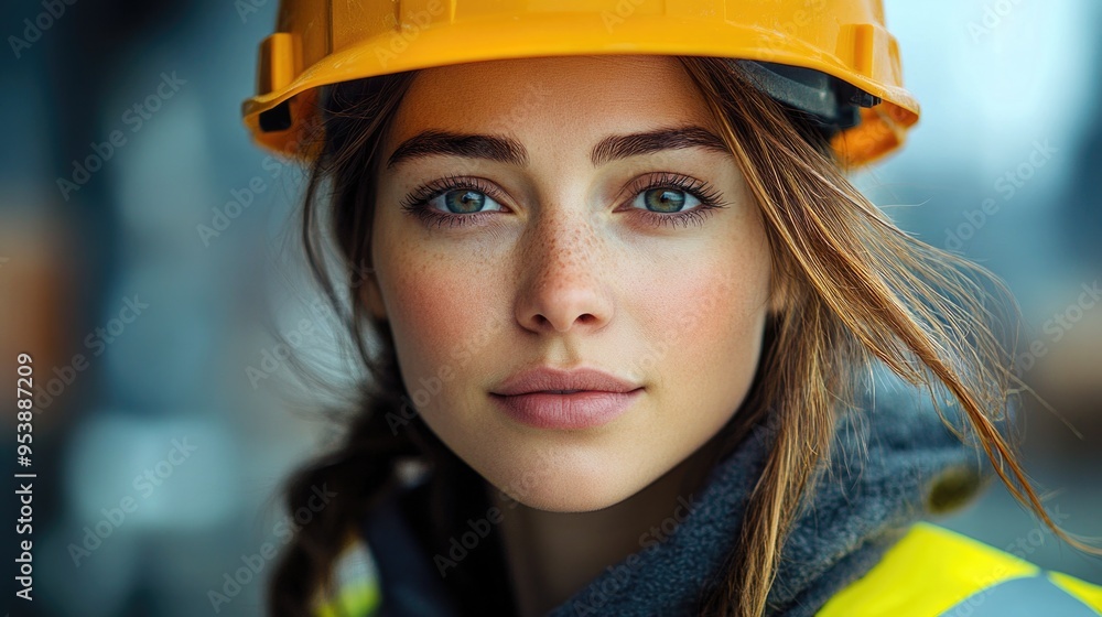 Portrait of confident female construction worker at construction site Portrait of confident female construction worker at construction site