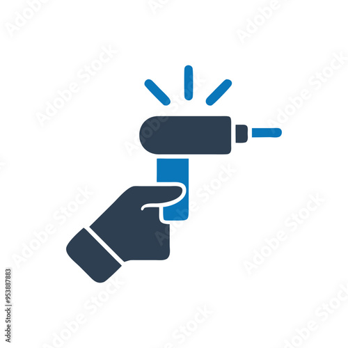 Hand holding a welding torch icon