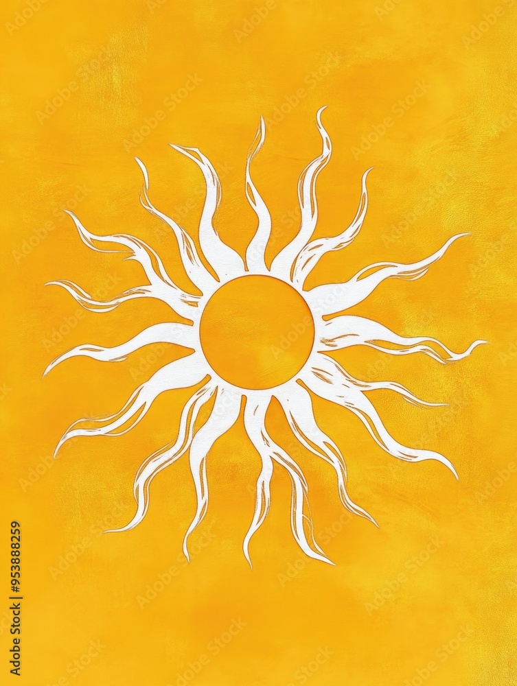 Naklejka premium Sun on Yellow Background