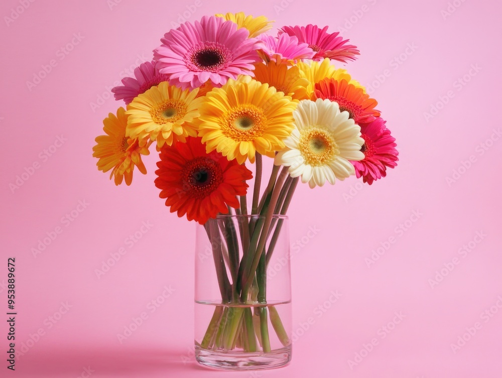 Colorful flowers on pink background Colorful flowers on pink background