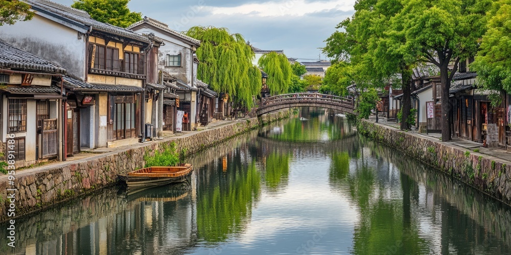 Kurashiki Bikan: Japanese Architecture and Canals in Historic Quarter of Okayama, Japan Kurashiki Bikan: Japanese Architecture and Canals in Historic Quarter of Okayama, Japan
