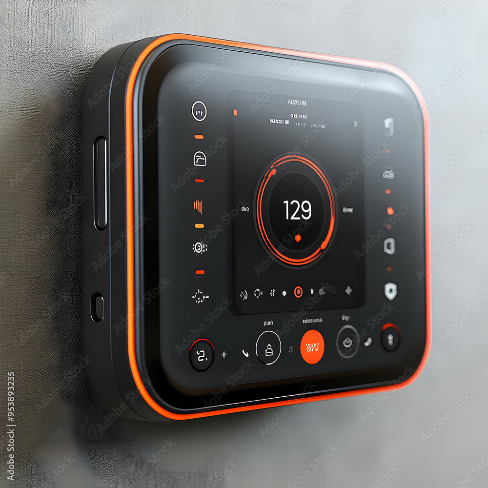 Black and Orange Futuristic Digital Interface 3D Illustration Black and Orange Futuristic Digital Interface 3D Illustration