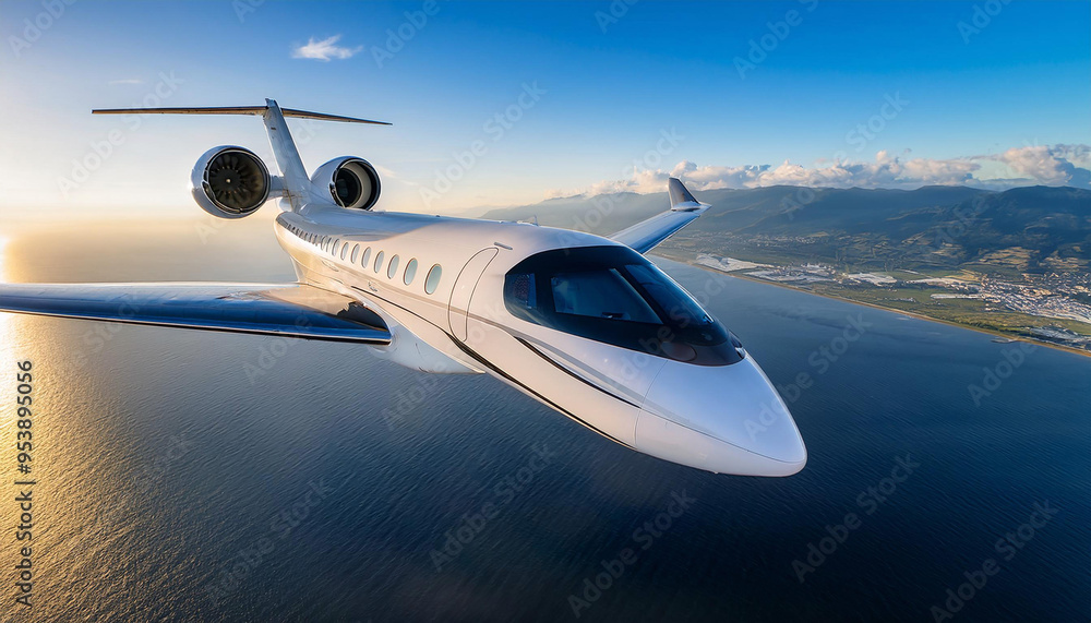 Fototapeta premium Futuristic Passenger Airplane: Aerial View of Innovation in Flight