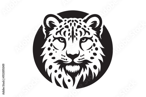 Snow Leopard Head Silhouette Vector Illustration photo