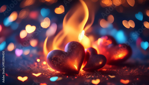 Passion and enthusiasm, featuring symbols like hearts, flames, and vibrant colors symbolizing love, energy, and excitement. Ideal for topics related to motivation, creativity, and dedication.