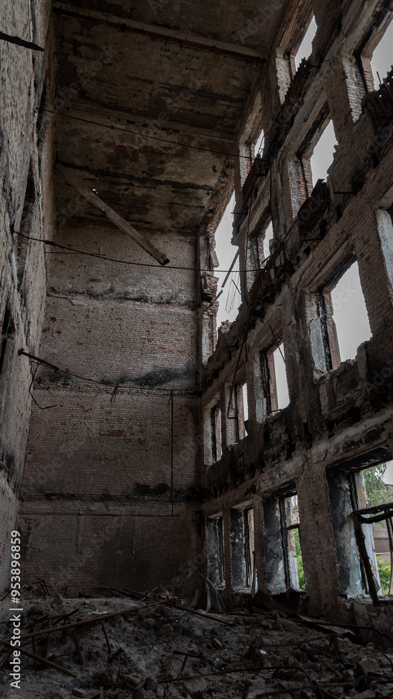 destroyed building in a city lost during the war with Ukraine destroyed building in a city lost during the war with Ukraine
