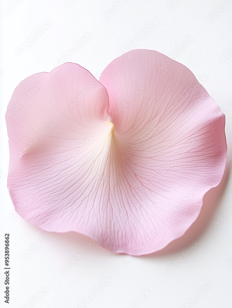 Fototapeta premium close up of a single rose petal in pink color isolated on white bakground