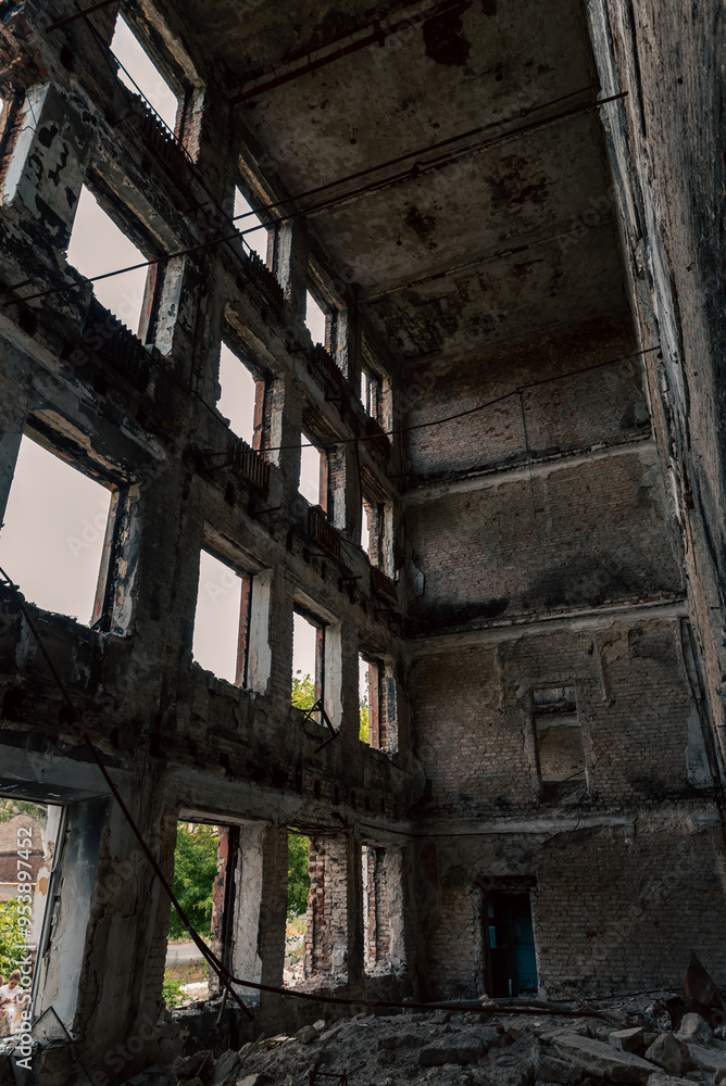 destroyed building in a city lost during the war with Ukraine destroyed building in a city lost during the war with Ukraine