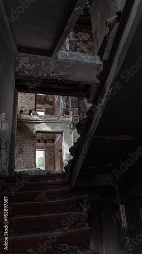 destroyed building in a city lost during the war with Ukraine