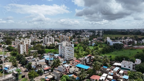 Kolhapur city view aerial top development