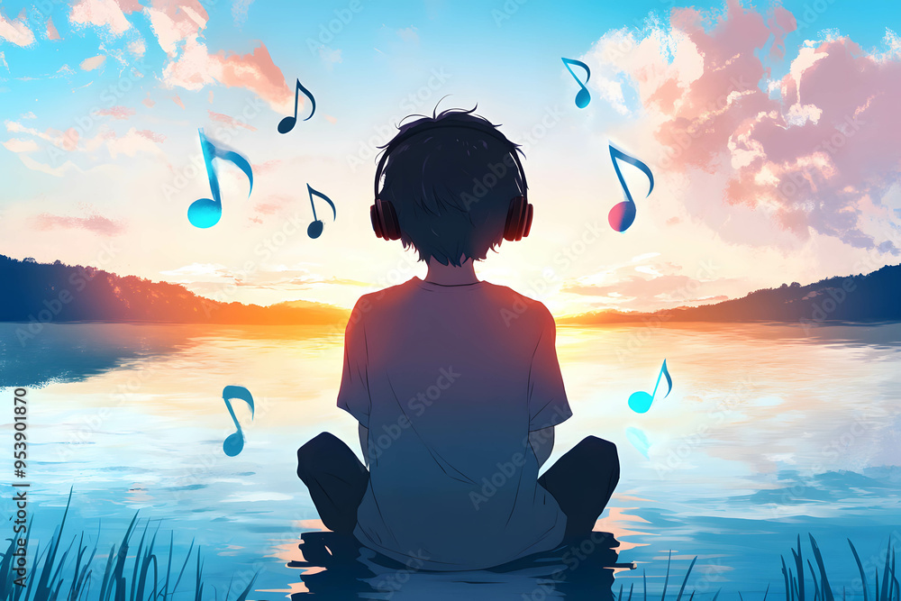 © Slowlifetrader - Relaxation and happiness with music. Restoration and healing of the mind. Listening to music with a peaceful expression. © Slowlifetrader - Relaxation and happiness with music. Restoration and healing of the mind. Listening to music with a peaceful expression.