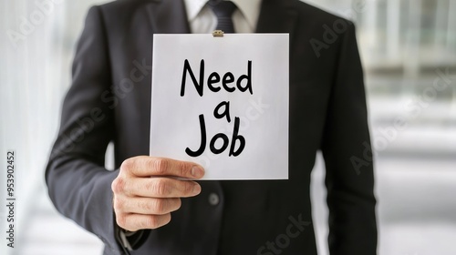 Job Seeker Holding a Sign