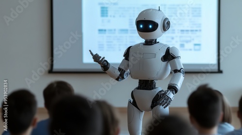 Robot Teacher Giving a Presentation