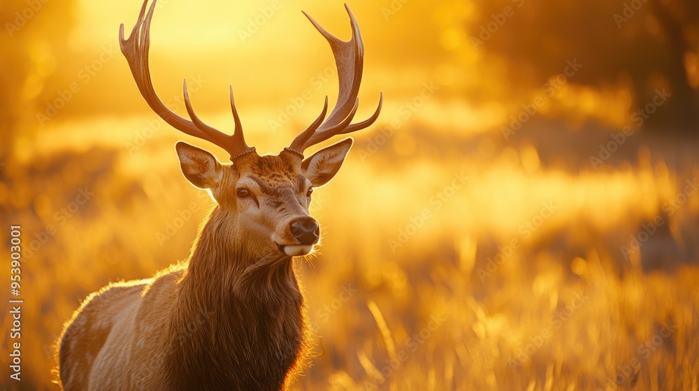 Deer in Field Sunset Deer in Field Sunset