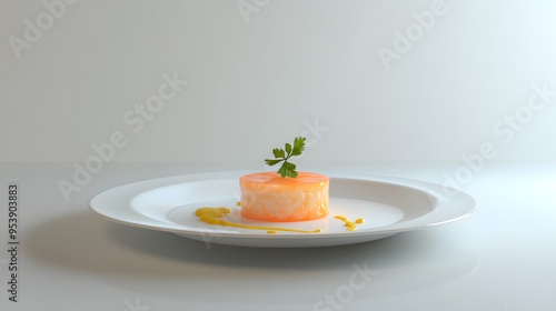 A 3D-rendered dish of restaurant-quality food in a minimalist style