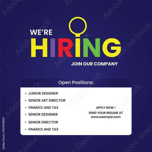 We are hiring. we're hiring creative concept. Hiring creative work. open vacancy design