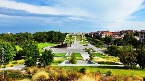 Budapest Hungary showcasing the New Museum of Ethnography the Parliament Building. Capturing the charm of the Danube River contemporary enviromental  architecture aluminium hanging garden