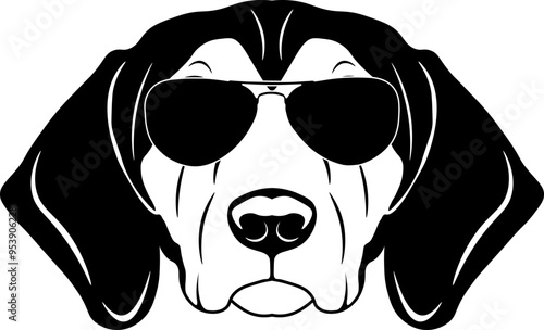 Black and Tan Coonhound In Sunglasses