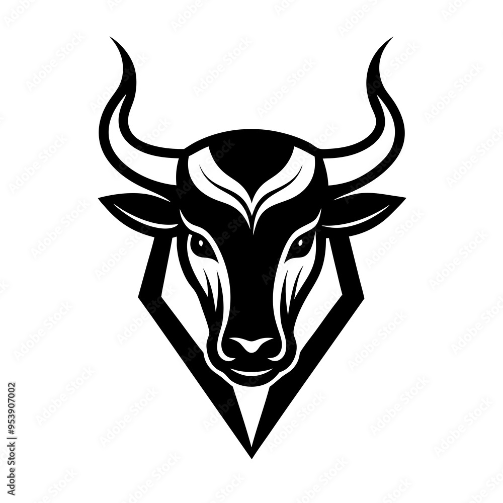 Obraz premium Minimalist Golden Bull Logo Vector Art - Elegant and Modern Design