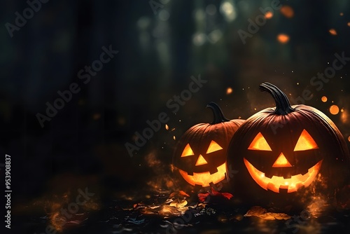 Halloween background with pumpkins halloween festival. Generative AI.